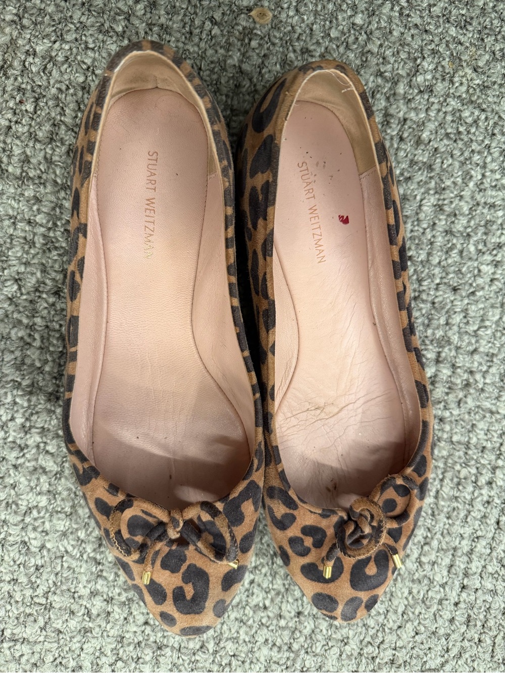 Stuart Weitzman Leopard Suede Pointed Ballet Flats - Brown/Black